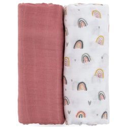 cumpără Accesoriu pentru înfășat Petite&Mars 417362 Set 2 paturele de muselina din bambus Misty Rose Rainbows, 120x120cm în Chișinău 