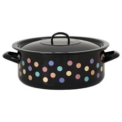 cumpără Cratiță Promstore 54145 Cratita emailata Buline colorate 20cm, 2.8l, capac din metal în Chișinău 