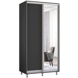 cumpără Dulap Mobildor-Lux Aron cu uși glisante din oglindă și PAL (120x60x240H cm) Anthracite în Chișinău 