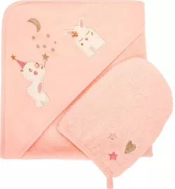 купить Аксессуар для купания Premaman PBRIQP-ROM-UNQ Prosop de baie cu gluga si manusa Little Princess в Кишинёве 