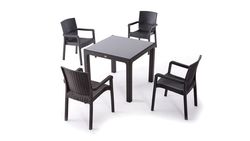 Set Masa CT066-C begonvil rattan cu sticla cafenie + 4 scaune Vector