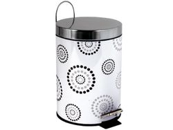 Ведро для мусора с педалью 3l Dots белое, нерж сталь