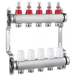купить Комплект распределителей Hydro S Colector complet din Inox, 5 căi, cu debitmetru, 1"x3/4"x16 (0711371) в Кишинёве 