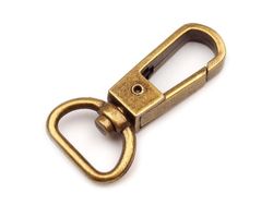 Metal swivel eye snap hook, width 15 mm / vintage brass