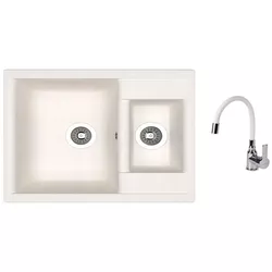 cumpără Chiuvetă bucătărie cu bateria Dr.Gans Astra 620 + SanDonna F 9995 alb în Chișinău 