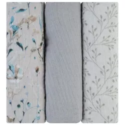 cumpără Accesoriu pentru înfășat Kikka Boo 31103010111 Pelinci de muselina Dreamy Fields Grey, 75x75cm, 3buc în Chișinău 