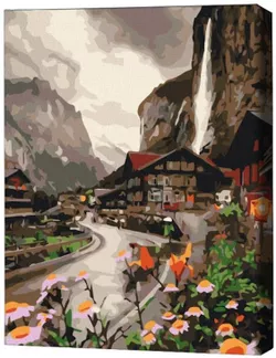 cumpără Tablou pe numere BrushMe RBS36527FC 30x40 сm (fără cutie) Un oraș din Elveția în Chișinău 