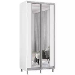 cumpără Dulap Mobildor-Lux Aron cu uși glisante cu oglindă vertical (140x60x220H cm) Alb Brilliant în Chișinău 