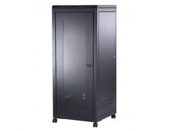 19" 33U Standard Floor Rack, SN-IRON 19" 33U-06-06-ДС-ПГ-2БГ, 600х600х1600/1635*, Glass Door, Black