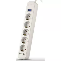cumpără Filtru electric Sven SF-05LU, 5 Sockets + 2 USB (2,4 A) , 1.8m, White în Chișinău 