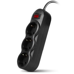 Surge Protector   3 Sockets,  1.8m, Sven "SF-03L", Black, retail box, flame-retardant material