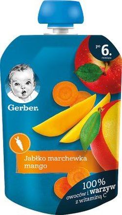 Gerber пюре яблоко, морковь и манго, 6+ мес, 90 г