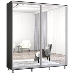 купить Шкаф Mobildor-Lux Aron-S uși glisante din oglinzi (200x60x220H cm) Anthracite в Кишинёве 