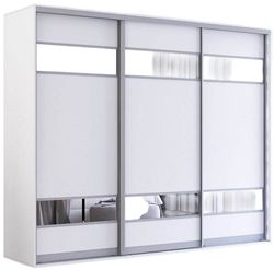 cumpără Dulap Mobildor-Lux Fox uși glisante din PAL cu elemente din oglindă (240x60x200H cm) Alb în Chișinău 