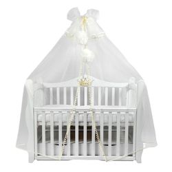 купить Кроватка PernaMea Baldachin Premium Pompom Ivory (PM.101301/3) в Кишинёве 