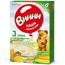 Каша Винни молочная 3 злака с манго и бананом 200 г с 6месяцев