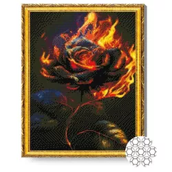 купить Картина по номерам Art Gallery GA84576 Mozaic cu diamante 40x50cm Trandafir in flacari в Кишинёве 