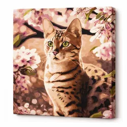 cumpără Tablou pe numere Ideyka KHO6513 40x40cm Eco, Motanas in gradina în Chișinău 