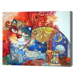 Visele pisicilor, 30x40 cm, mozaic cu diamante