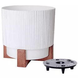 купить Цветочный горшок Aleana 128024 Oslo cu insertie si suport decorartiv d20 cm, white в Кишинёве 