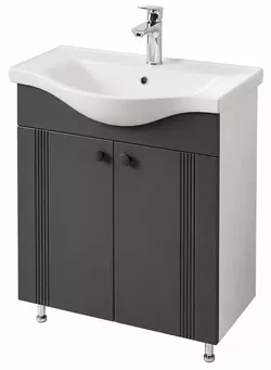 cumpără Dulap pentru lavoar Mashtab 12129 Palma (Basic) cu 2 uși 650x370x850 Alb mat-Antracit în Chișinău 