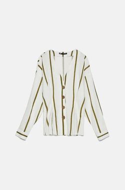 Блуза ZARA Белый в полоску хаки 7969/025/069