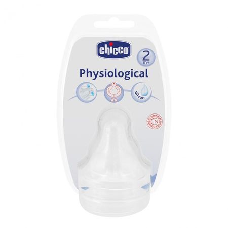 cumpără Chicco Tetină Physiologic anticolici, silicon, flux mediu, 2+, 2buc (816260/208232) în Chișinău