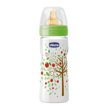 cumpără Chicco Biberon plastic Well Being, tetină latex, flux terci, 0%BPA, 4+, 330ml (707700/206343) în Chișinău
