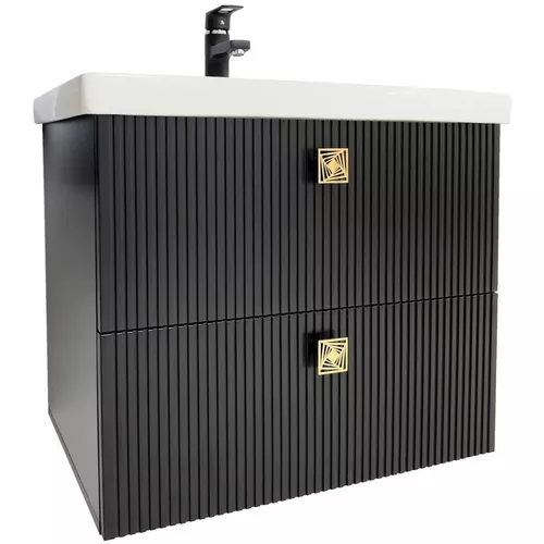 купить Шкаф под умывальник Mashtab 11872 Toledo cu 2 sertare 80cm Negru Mat в Кишинёве 