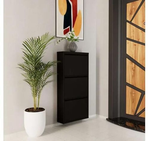 cumpără Raft pentru încălțăminte Trendy 3 Piece Metal-Black, 50x103x15cm în Chișinău 
