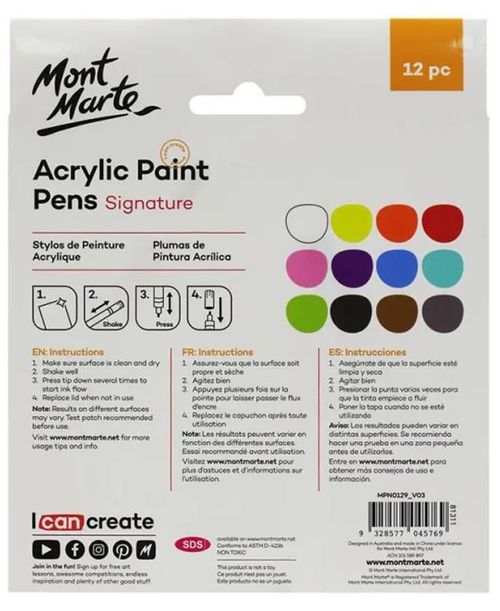 cumpără Set de creație Mont Marte MPN0129 Set de marchere acrilice 12buc, varf ingust în Chișinău 