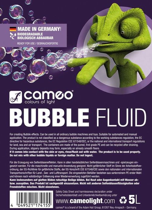 cumpără Utilaje pentru scenă Cameo BUBBLE FLUID 5L lichid pentru mashina de baloane în Chișinău 