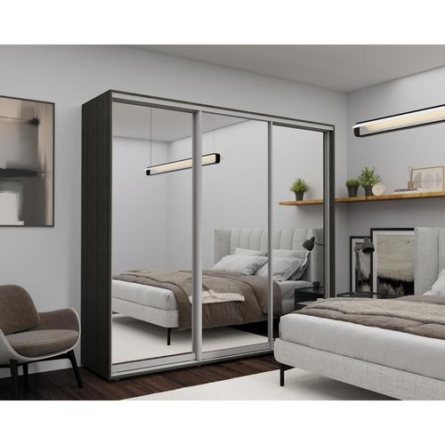 cumpără Dulap Nex Home Dulap cu uși glisante 240x60x220cm, Oglinda, Carbon în Chișinău 