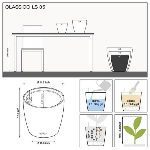 cumpără Ghiveci pentru flori Lechuza Classico Premium 35 LS, Charcoal în Chișinău 