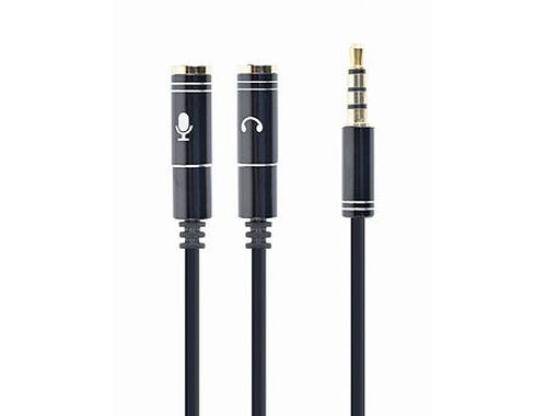cumpără Gembird CCA-417M 3.5mm 4-pin plug to 3.5mm stereo + microphone sockets adapter cable, allows connecting standard headsets and microphones to tablets, netbooks, ultrabooks etc., 0.2m Black în Chișinău 