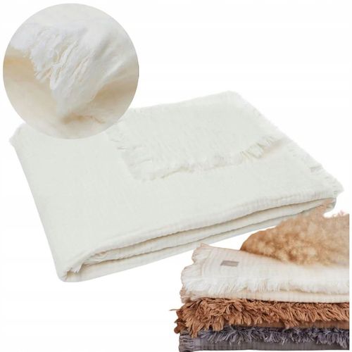 cumpără Lenjerie de pat pentru copii Jollein 521-557-66041 Paturica Muslin Fringe Ivory, 120x120cm în Chișinău 