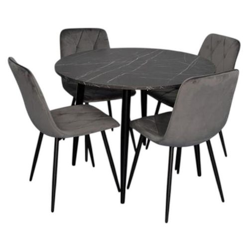 купить Комплект стол и стулья Evelin di Costacurta стол DT-402-6B + 4 стула YTC-080B, BLU-14 Dark grey в Кишинёве 