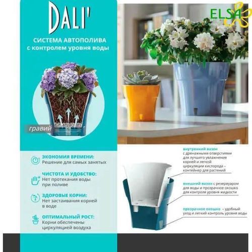 купить Цветочный горшок Santino Dali-M (7.8L, Rosu de Cordoba/Negru) в Кишинёве 