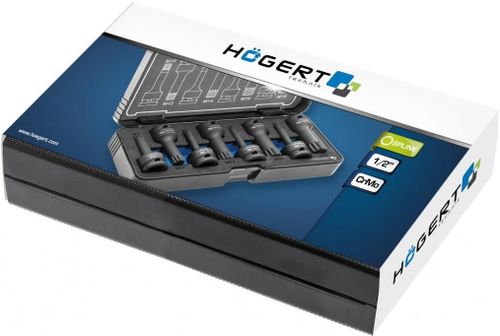 купить Набор головок, бит, насадок Hoegert HT6R006 насадки ударные SPLINE, M5-M18, 1/2", 8 предм. CrMo в Кишинёве 