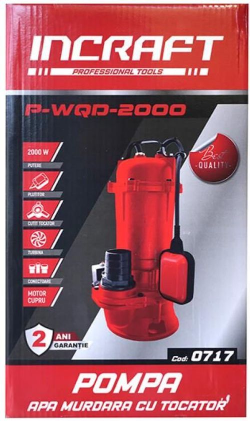cumpără Pompă Incraft P-WQD-2000 Pompa drenaj-fecal 2000W, fonta, cu cutit-tocator (MSD-023685) în Chișinău 