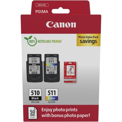 cumpără Cartuș imprimantă Canon PG-510/CL-511 (2970B017) + 10x15 Glossy Photo Paper (50 sheets), multi pack în Chișinău 