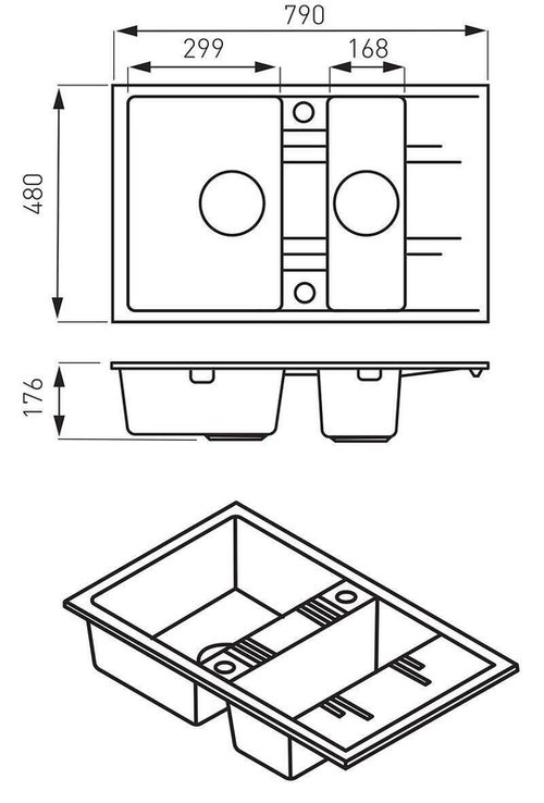 cumpără Chiuvetă bucătărie Ferro DRGM3/48/79SA 790x480 nisip în Chișinău 
