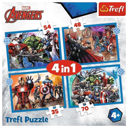 cumpără Puzzle Trefl 34386 Puzzles - 4in1 - Brave Avengers / Disney Marvel The Avengers în Chișinău 