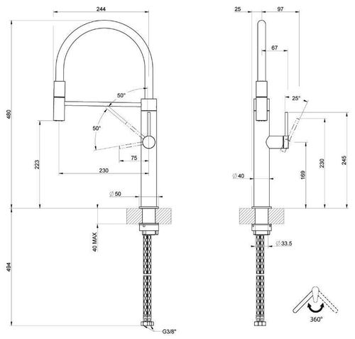 купить Смеситель кухонный Gessi 60010-727 Gessi 316 Brass Brushed PVD в Кишинёве 