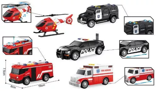 cumpără Mașină Wenyi WY1109A-5 1:32 Set vehicule de salvare cu fricțiune (lumini/sunete) în Chișinău 