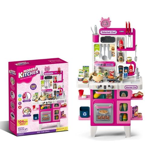 купить Игрушечная кухня и посуда Essa 922-211 Set de joacă 104elem, roz в Кишинёве 