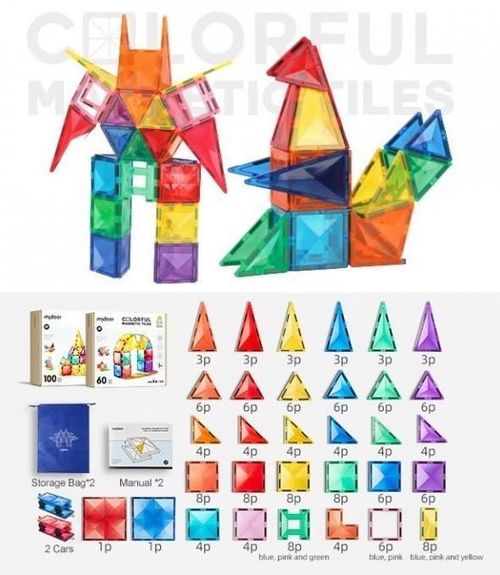 cumpără Set de construcție Mideer MD1141 Set multicolor de construcție magnetic, 100 buc. în Chișinău 