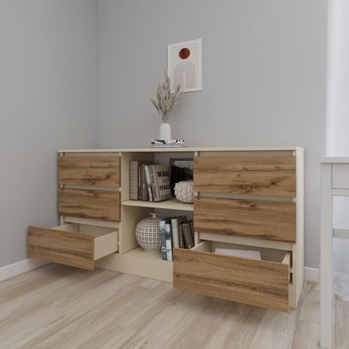 cumpără Comodă Smartex (16150) Т3 140cm Ivory+Stejar Inchis în Chișinău 