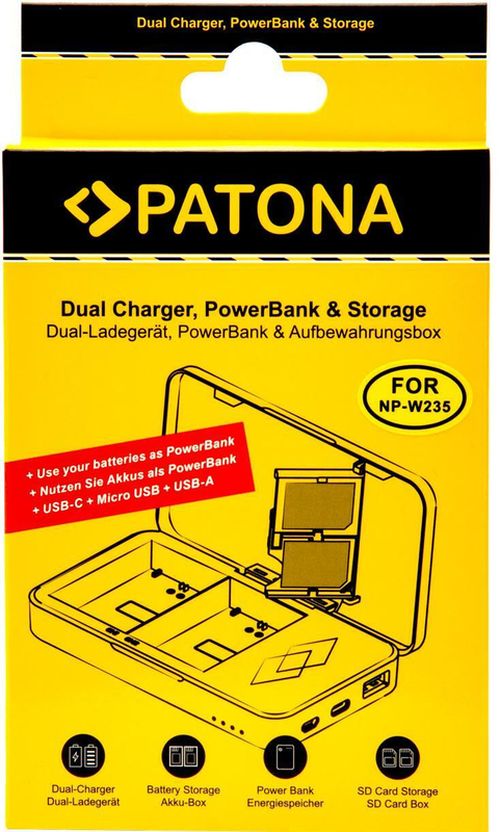 купить Зарядное устройство для фото-видео Patona 4159, Retro Dual Charging Case USB-C for Fuji NP-W235 в Кишинёве 