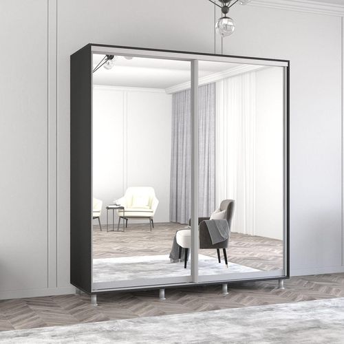 купить Шкаф Mobildor-Lux Раздвижные зеркальные двери Aron-S (200x60x200H см) Антрацит в Кишинёве 